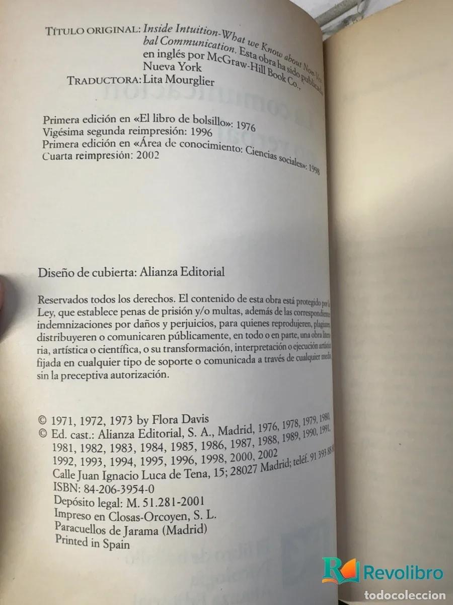 Libros de segunda mano: La comunicaci&oacute;n no verbal - Flora Davis - Foto 3