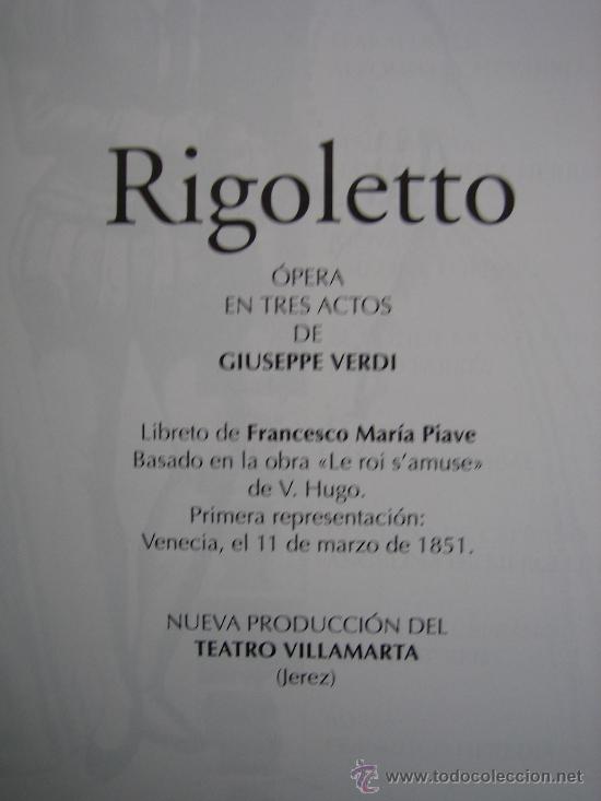 Libros de segunda mano: Programa de RIGOLETTO. Gran Teatro de Cordoba - Foto 2