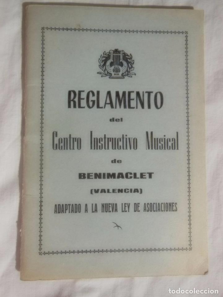 Gebrauchte B&uuml;cher: REGLAMENTO DEL CENTRO INSTRUCTIVO MUSICAL DE BENIMACLET. 1973