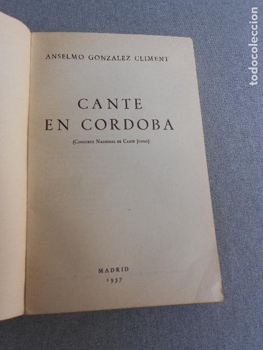 Libros de segunda mano: CANTE EN CORDOBA - Foto 2
