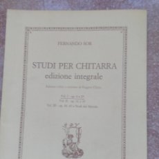 Libros de segunda mano: FERNANDO SOR STUDI PER CHITARRA EDIZIONE INTEGRALE VOL. I. Lote 129188719