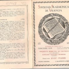 Libros de segunda mano: S.FILARMONICA DE VALENCIA, ORQUESTA MUNICIPAL DE VALENCIA, DTOR JOSE ITURBI PIANISTA ESTEBAN NNI. Lote 192213245
