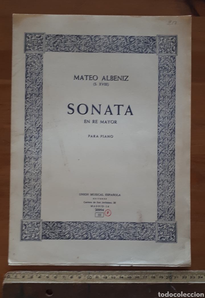 Livres d'occasion: Partitura Sonata en Re Mayor para piano. M. Alb&eacute;niz