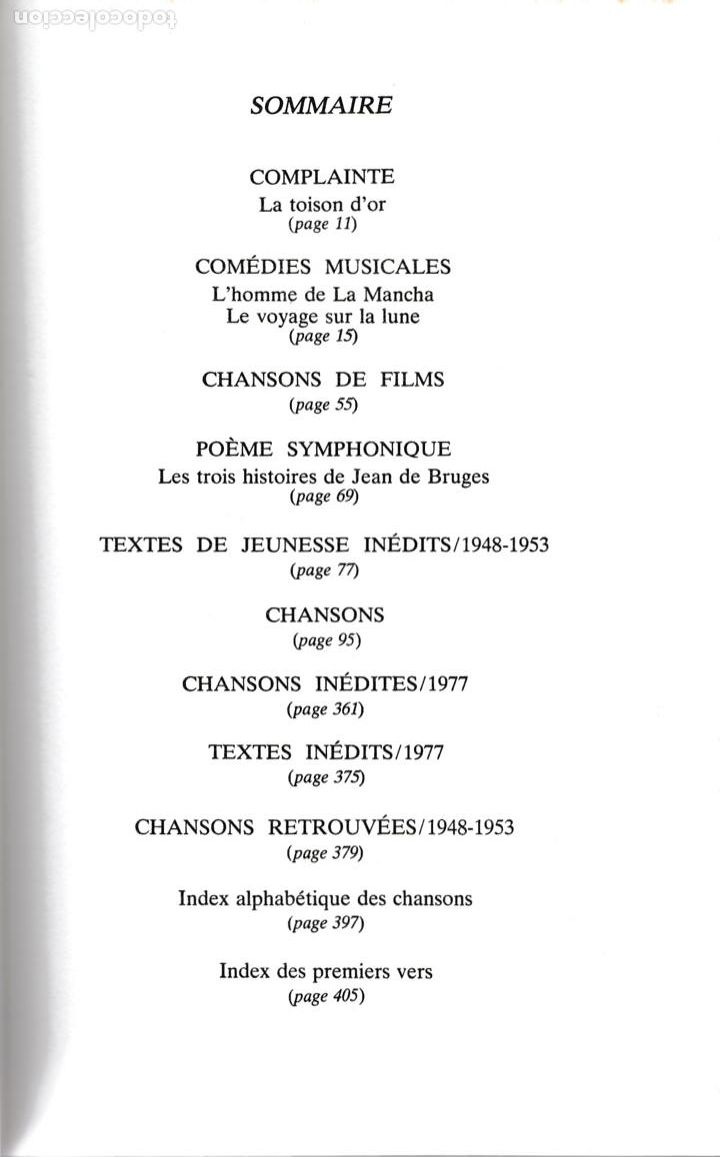 Libros de segunda mano: Oeuvre int&eacute;grale / Jacques Brel - Foto 5
