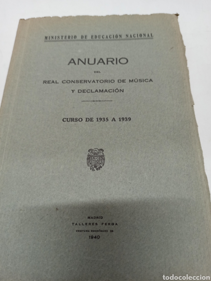 Libros de segunda mano: ANUARIO DEL REAL CONSERVATORIO DE MUSICA Y DECLAMACI&Oacute;N. Curso de 1935 a 1939.