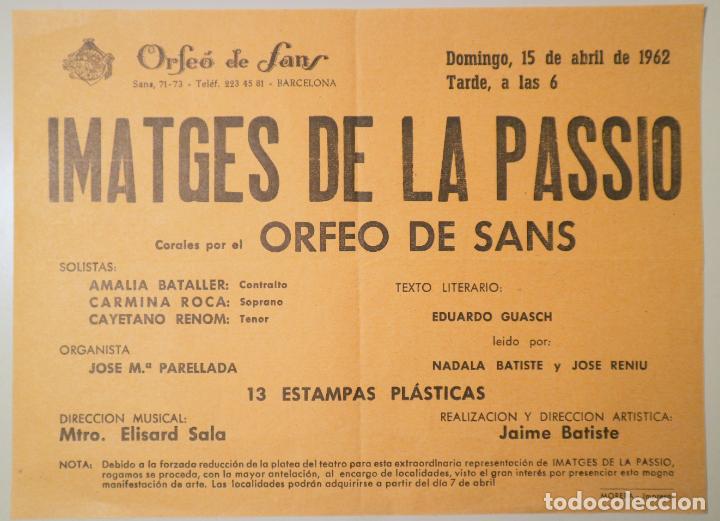 Libros de segunda mano: IMATGES DE LA PASSI&Oacute; - Barcelona 1962 - Programa de m&agrave; - Foto 1