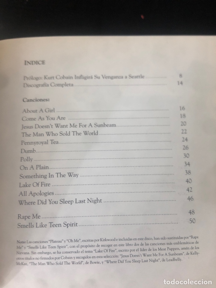 Libros de segunda mano: NIRVANA, LETRAS , UNPLUGGED IN NEW YORK - Foto 2