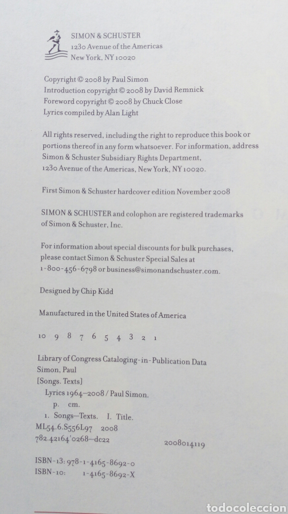 Libros de segunda mano: Lyrics (1964-2008). Paul Simon. - Foto 3