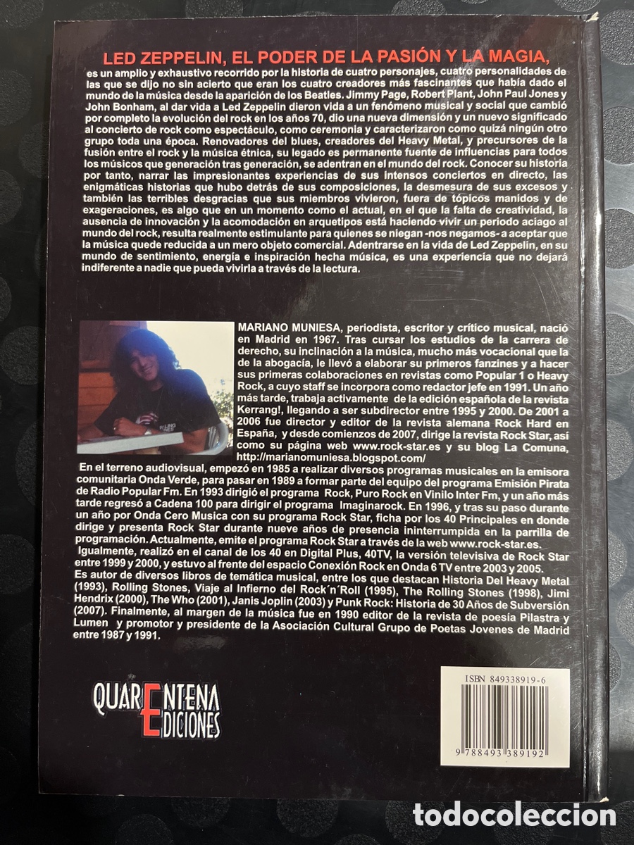 Libros de segunda mano: LED ZEPPELIN : EL PODER DE LA PASI&Oacute;N Y LA MAGIA de MARIANO MUNIESA Ed QUARENTENA ( 2008 ) - Foto 2