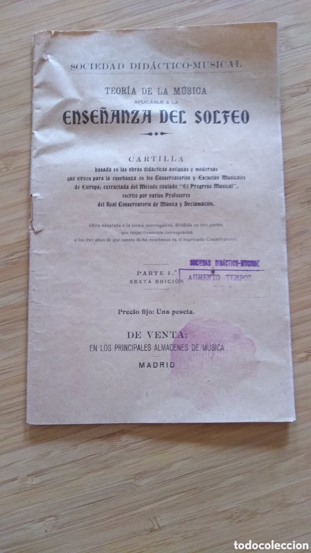 Gebrauchte B&uuml;cher: Teoria de la musica aplicable a la ense&ntilde;anza del solfeo. Cartilla. Parte 1&ordf;