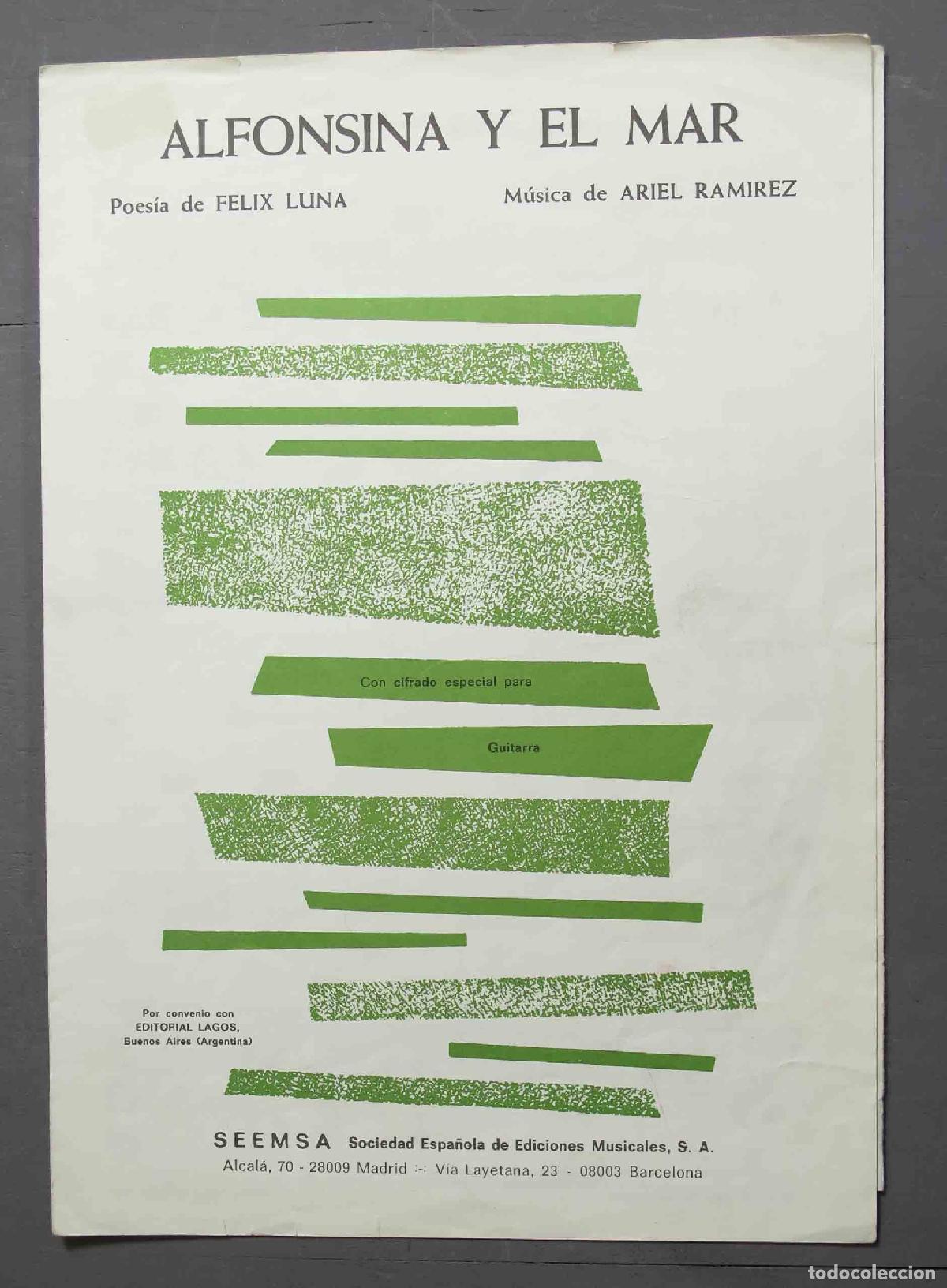 Libros de segunda mano: PARTITURA. ALFONSINA Y EL MAR. RAMIREZ - Foto 1