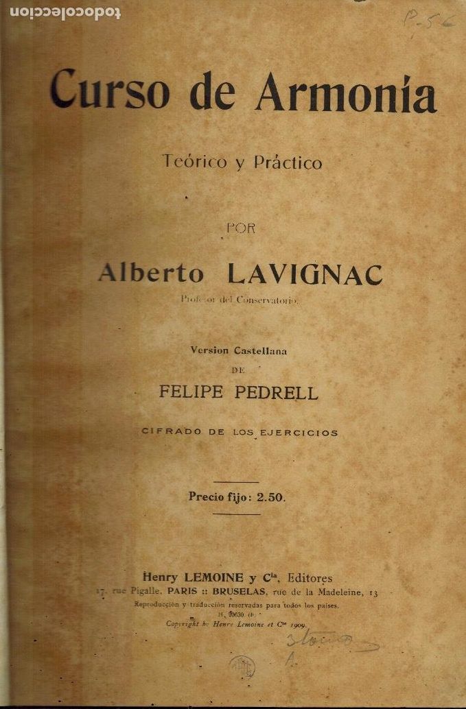 Libros de segunda mano: CURSO DE ARMON&Iacute;A TE&Oacute;RICO Y PR&Aacute;CTICO (CIFRADO DE LOS EJERCICIOS) - Foto 1