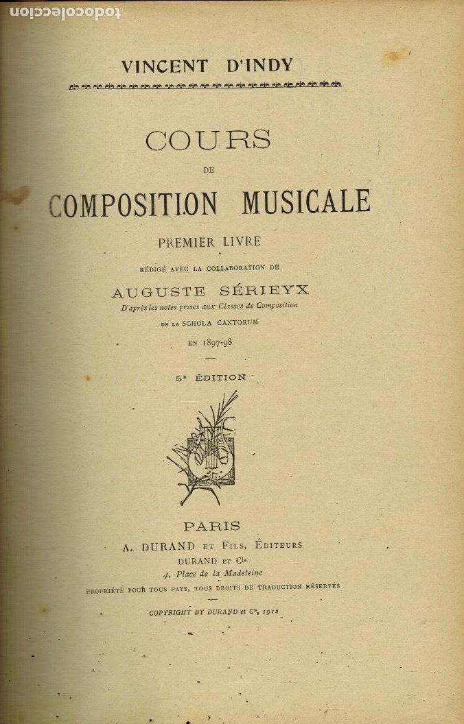 Libros de segunda mano: COURS DE COMPOSITION MUSICALE (PREMIER LIVRE) - Foto 1