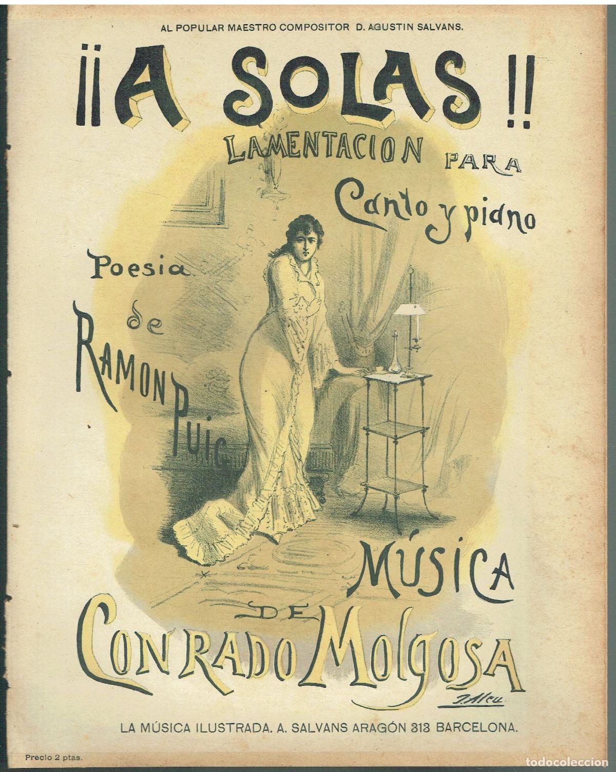 Libros de segunda mano: M&uacute;sica de Conrado Molgosa. Poesia de Ram&oacute;n Puig - &iexcl;&iexcl;A solas!!. (Partitura)
