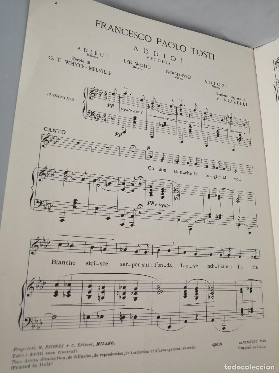Libros de segunda mano: Addio! (Addio). Melod&iacute;a per canto e pianoforte - Foto 3