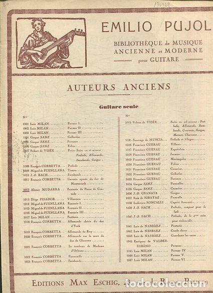 Second hand books: LES VIHUELISTES ESPAGNOLS DU XVI&ordf; SIECLE. FANTASIA DE PASSOS CONTADO. - MUDARRA Alonso (1546).