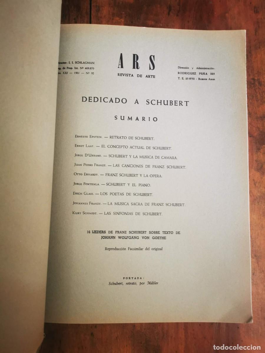 Libros de segunda mano: ARS: Dedicado a Schubert - Foto 2