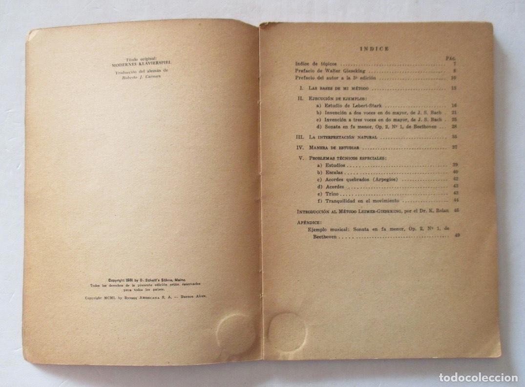 Libros de segunda mano: LA MODERNA EJECUCION PIANISTICA - LEIMER GIESEKING - Foto 3