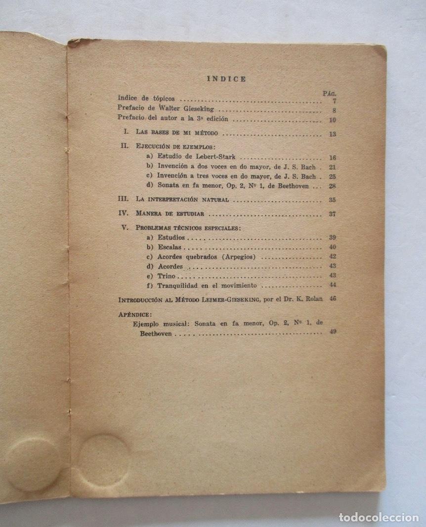 Libros de segunda mano: LA MODERNA EJECUCION PIANISTICA - LEIMER GIESEKING - Foto 4