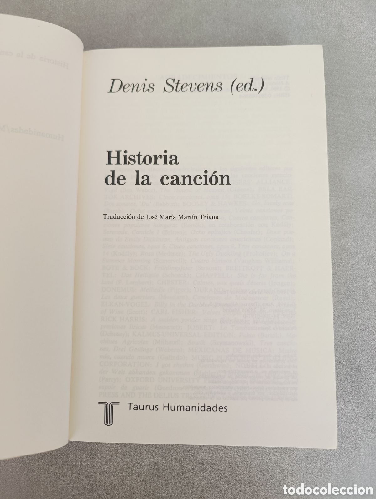 Libros de segunda mano: HISTORIA DE LA CANCI&Oacute;N. DENIS STEVENS. EDITORIAL TAURUS. - Foto 4