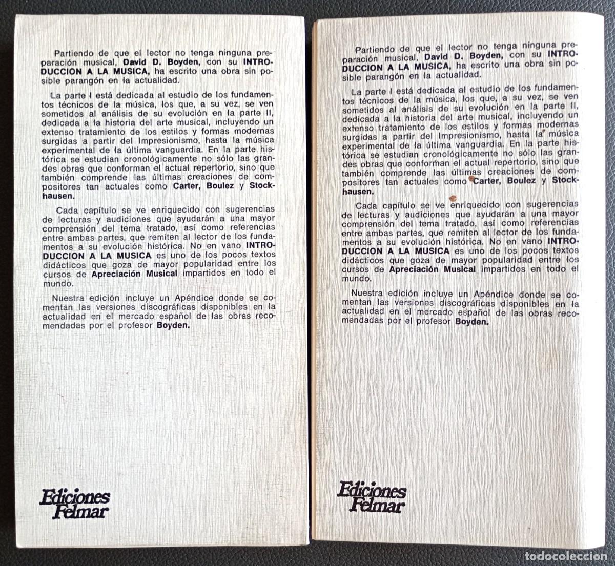 Libros de segunda mano: David D. Boyden . Introducci&oacute;n a la m&uacute;sica, 1 y 2 - Foto 2