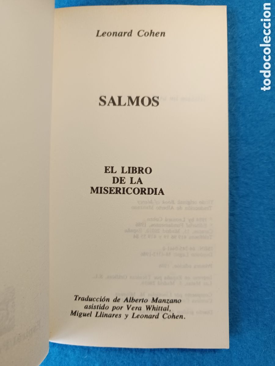 Libros de segunda mano: Leonard Cohen - Salmos. El libro de la Misericordia - Foto 3