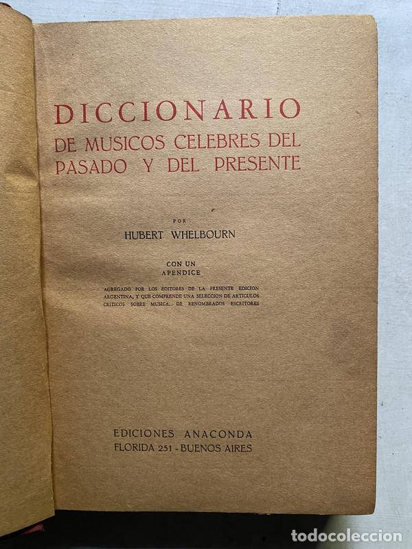 Libros de segunda mano: Diccionario de musicos celebres del pasado y del presente - Whelbourn Hubert