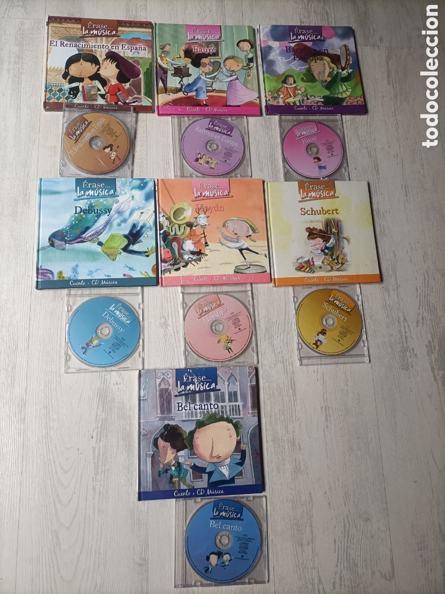 Libros de segunda mano: Lote 7 Erase.. La m&uacute;sica. Cuento + CD m&uacute;sica. Schubert. Haydn. El Renacimiento en Espa&ntilde;a. Barroco e