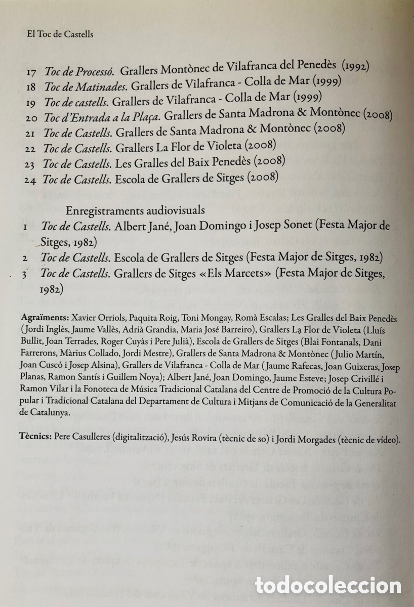 Libros de segunda mano: Joan Cusc&oacute; - El toc de castells (libro + CD) 2008 - Foto 6