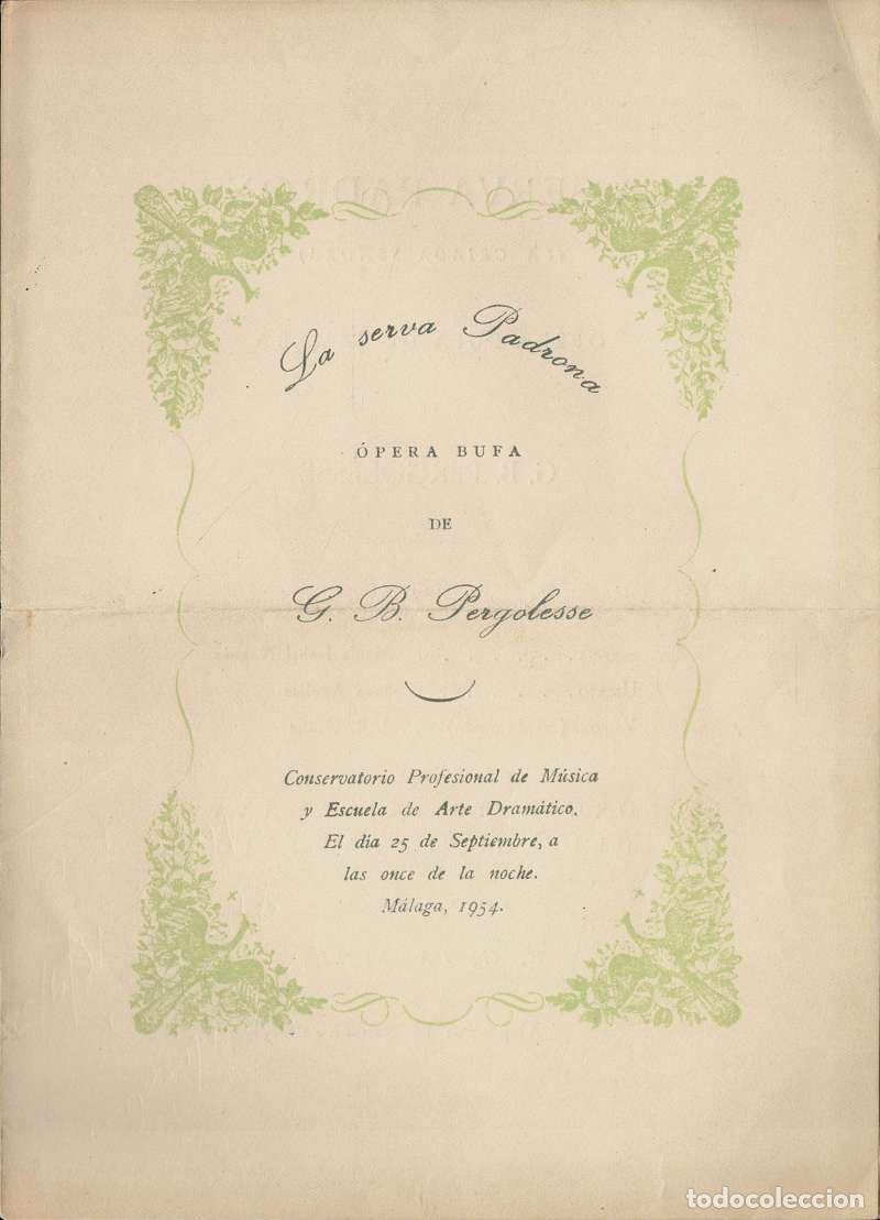 Libros de segunda mano: La serva Padrona. Opera bufa de c&aacute;mara. Programa de concierto - G. B. Pergolesse, Mar&iacute;a Isabel Nogu&eacute;