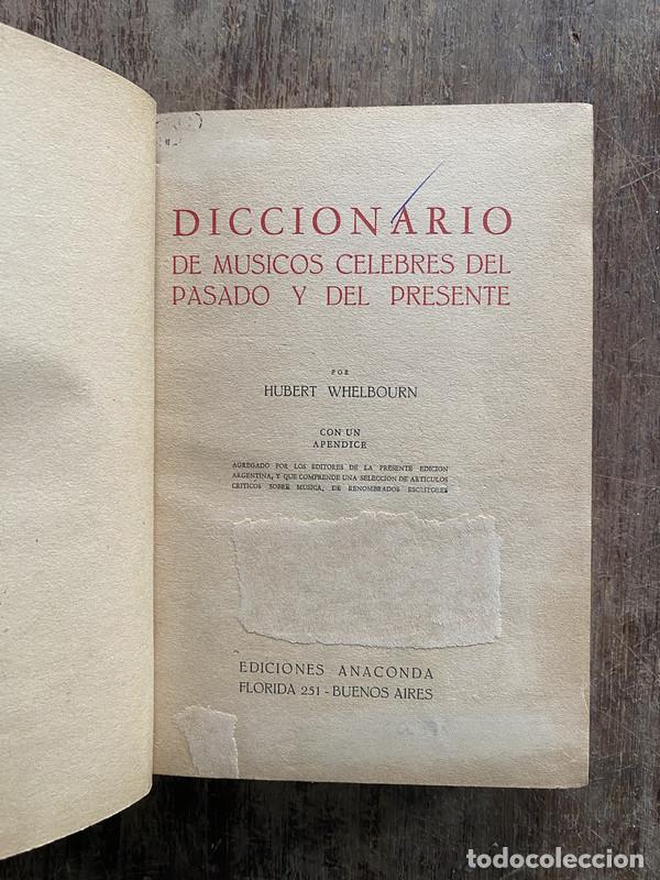 Libros de segunda mano: Diccionario de Musicos Celebres del Pasado y del Presente - Whelbourn Hubert