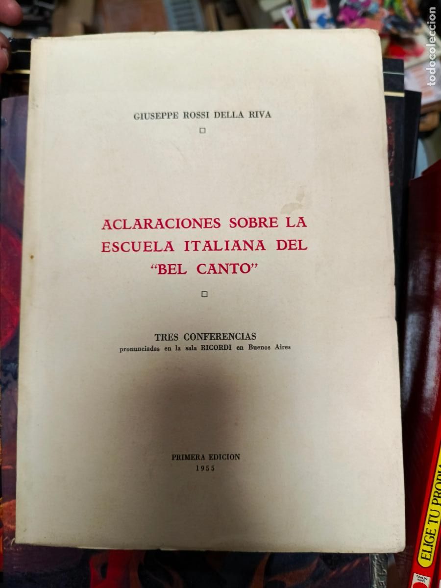 Libros de segunda mano: Aclaraciones sobre la escuela italiana del &rdquo;Bel canto.&rdquo; Giuseppe Rossi Della Riva
