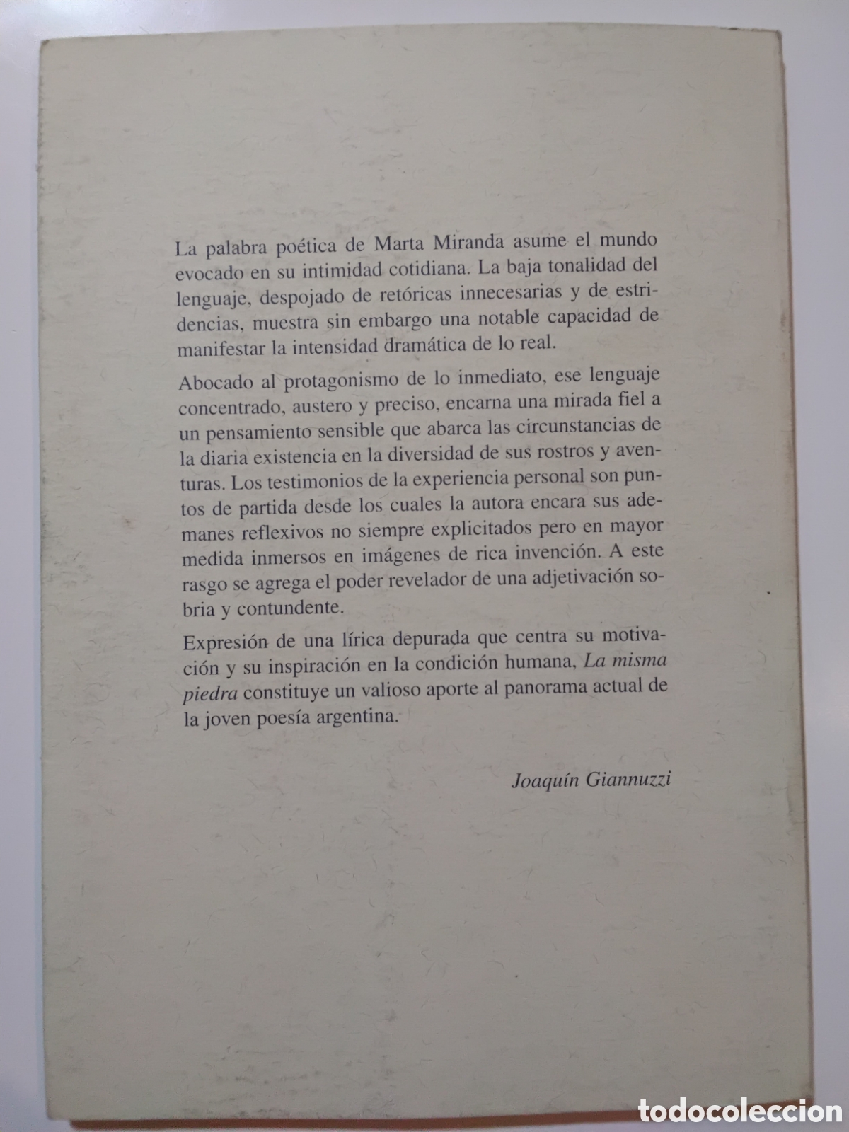 Libros de segunda mano: Marta Miranda &ndash; La misma piedra &ndash; Ediciones del Dock &ndash; 2002 - Foto 2