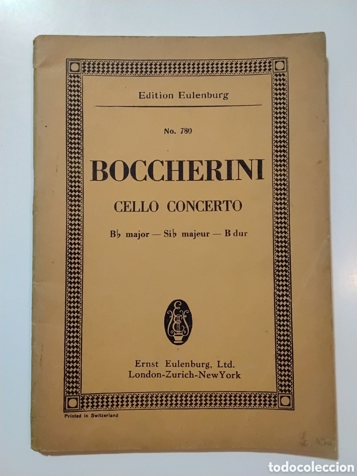 Libros de segunda mano: Luigi Boccherini &ndash; Cello Concerto in B-flat major &ndash; Edition Eulenburg N&ordm; 780 &ndash; 1948