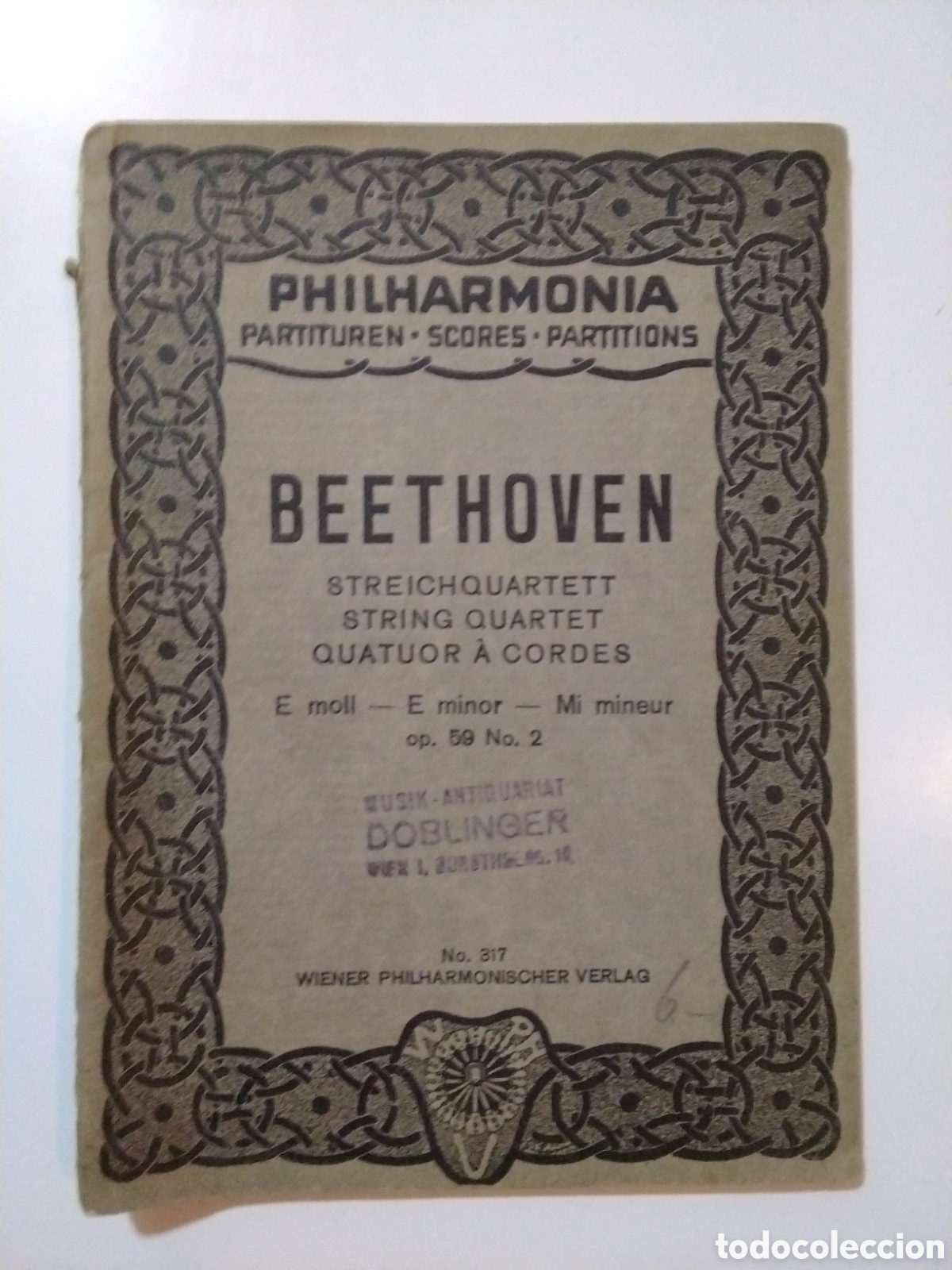 Libros de segunda mano: Ludwig van Beethoven &ndash; String Quartet in E minor, Op. 59 N&ordm; 2 &ndash; Wiener Philharmonischer Verlag &ndash; s/f