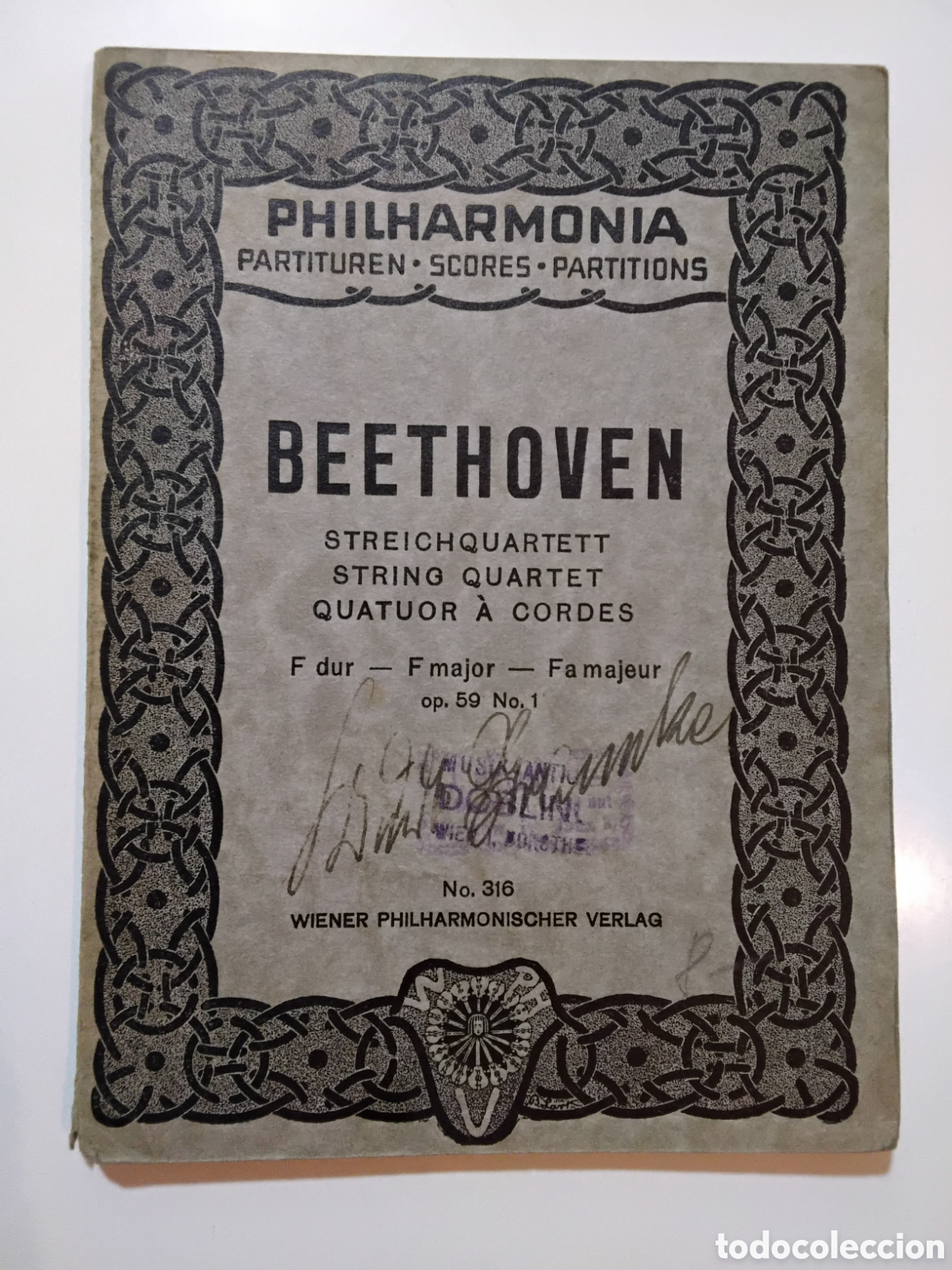 Libros de segunda mano: Ludwig van Beethoven &ndash; String Quartet in F major, Op. 59 N&ordm; 1 &ndash; Wiener Philharmonischer Verlag &ndash; s/f