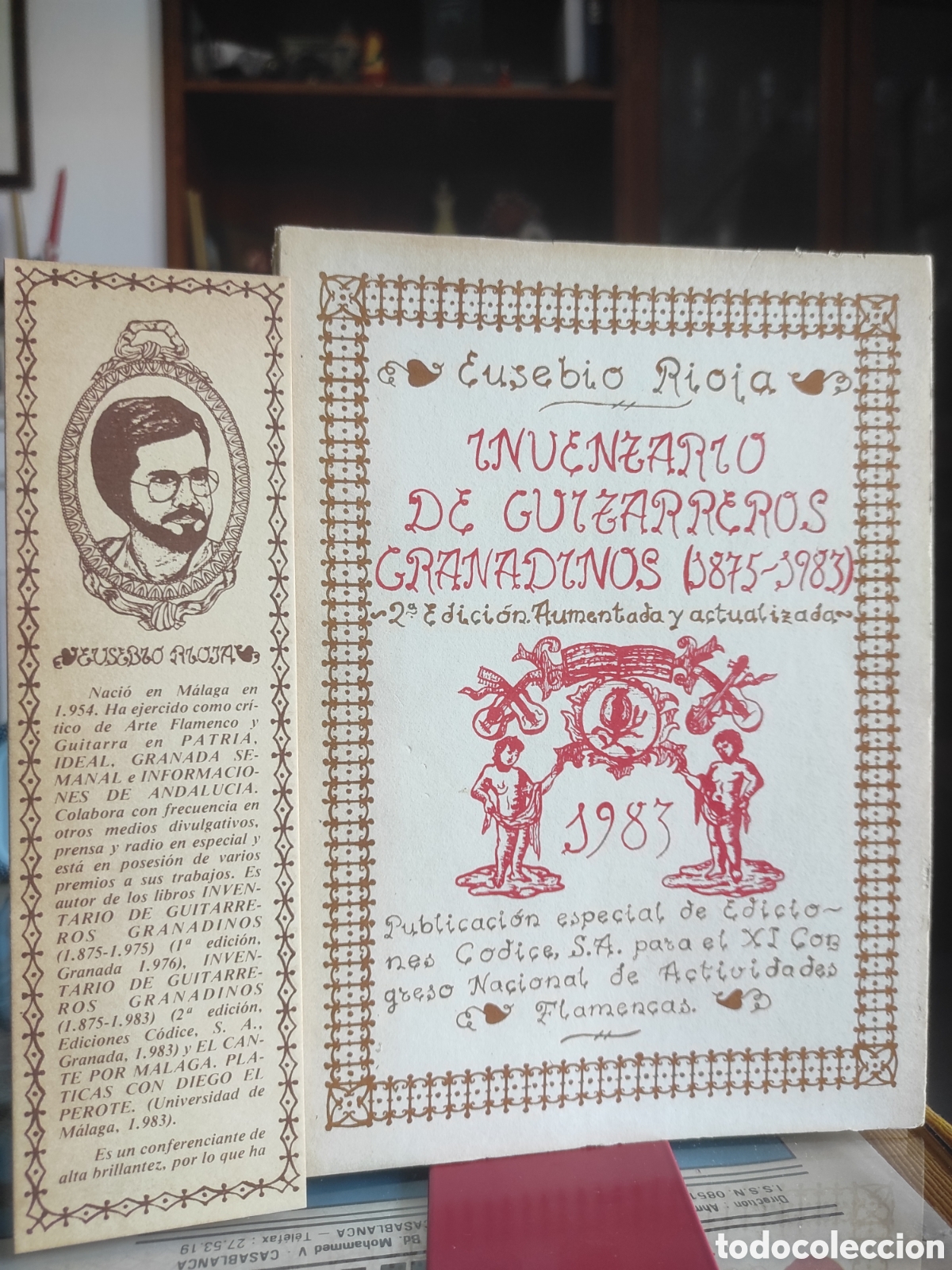 Libros de segunda mano: Inventario de guitarreros granadinos (1875-1983). - Rioja, Eusebio (DEDICADO) + Separapagina + Hoja