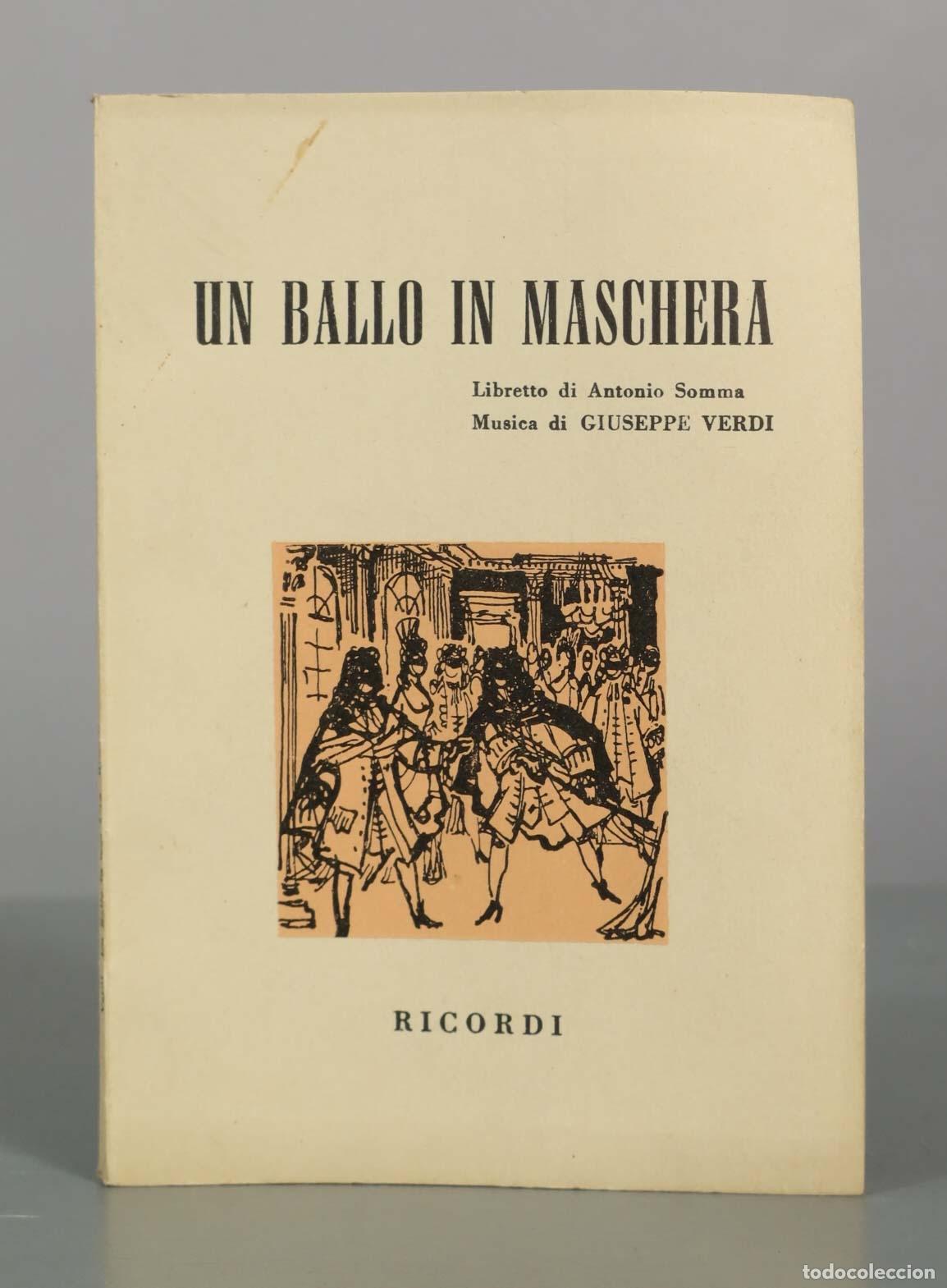 Libros de segunda mano: Un ballo in maschera - Antonio Somma, Giuseppe Verdi - Ricordi