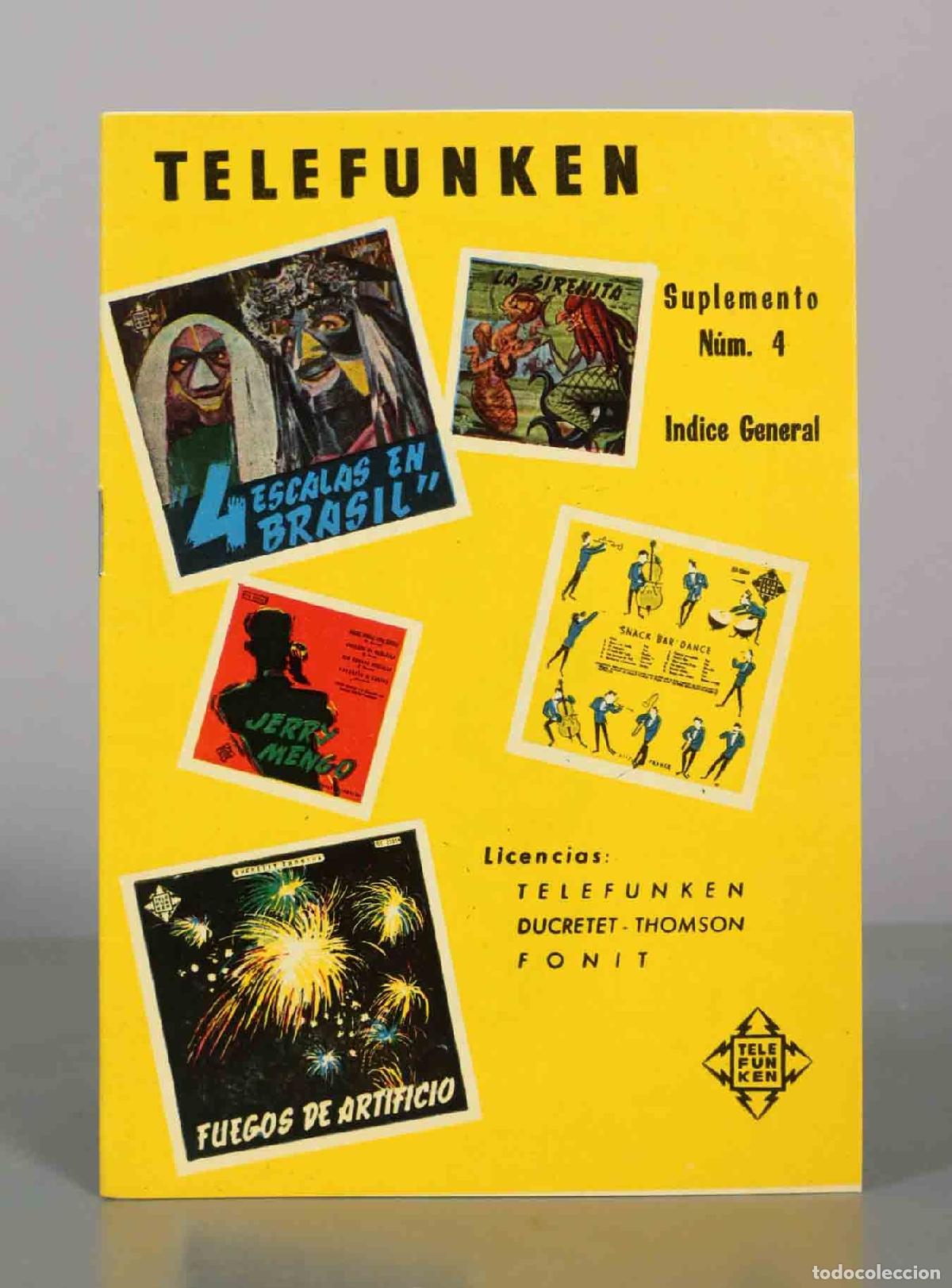 Libri di seconda mano: Cat&aacute;logo de discos Telefunken - Suplemento N&uacute;m. 4 &Iacute;ndice General - Ducretet-Thomson, Fonit