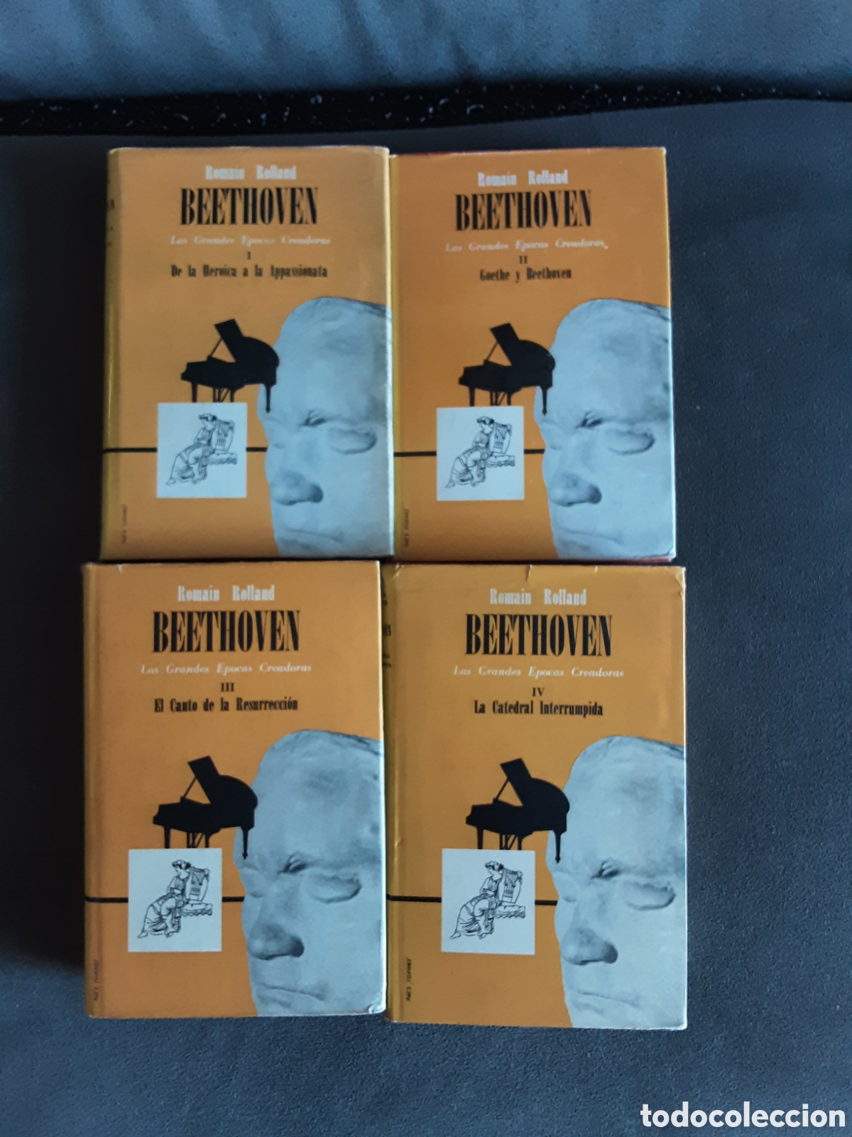 Libros de segunda mano: BEETHOVEN LAS GRANDES EPOCAS CREADORAS POR ROMAIN ROLLAND 1963 CUATRO 4 TOMOS MUY RARO COMPLETO