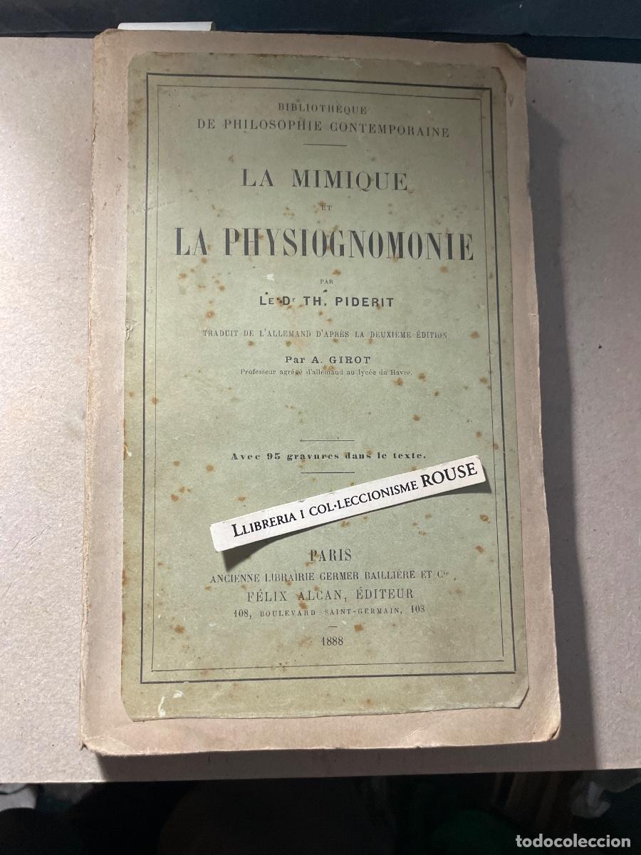 Libros de segunda mano: MUSICA - MIMICA - ,1888 - LA MIMIQUE ET LA PHYSIOGNOMONIE PAR LE DR. TH, PIDERIT TRADUIT DE L'ALLEMA