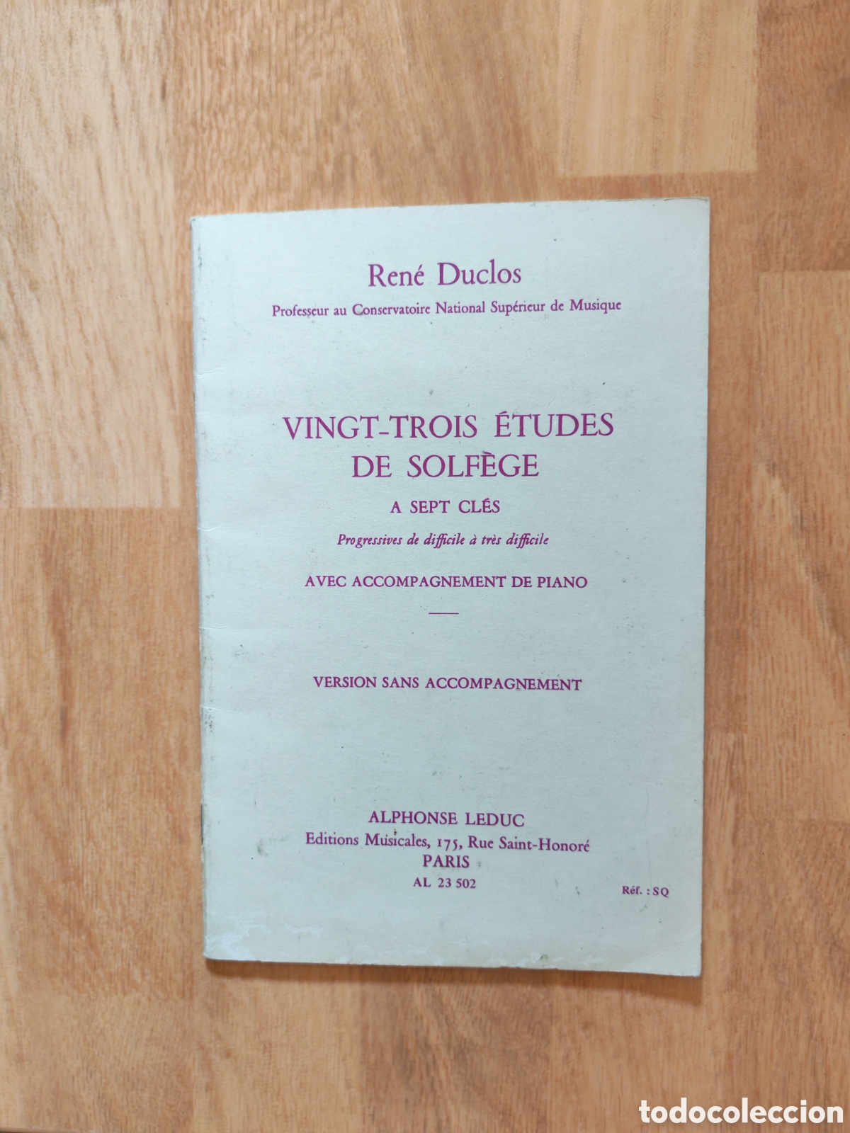 Libros de segunda mano: Ren&eacute; Duclos &ndash; Vingt-Trois &Eacute;tudes de Solf&egrave;ge &agrave; Sept Cl&eacute;s