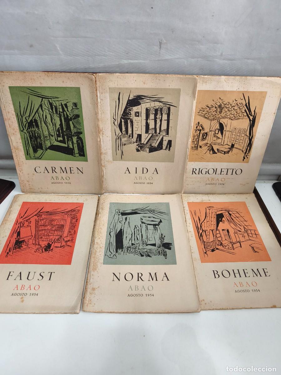 Libros de segunda mano: LOTE DE 6 LIBROS ABAO. A&Ntilde;O 1954. RIGOLETTO. AIDA. CARMEN. BOHEME. NORMA. FAUST.