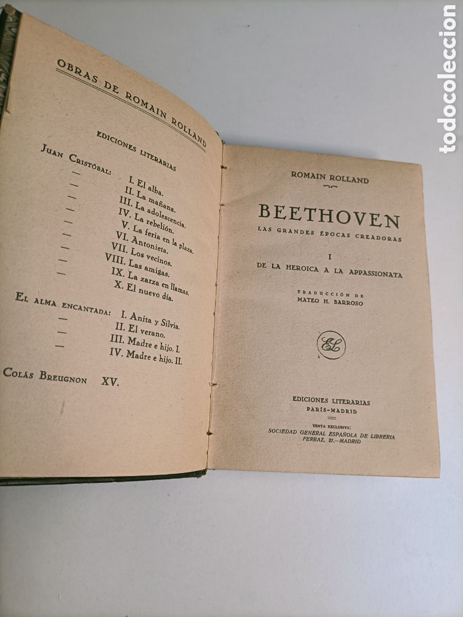 Libros de segunda mano: Beethoven. La grandes &eacute;pocas creadoras.I de la heroica a la apassionata 1929