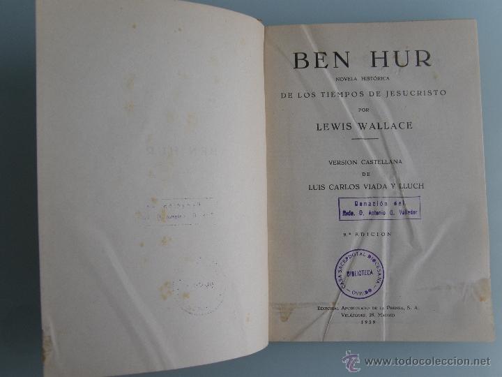 Libros de segunda mano: LEWIS WALLACE, BEN HUR - Foto 2