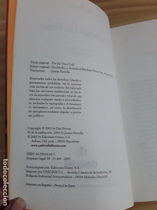 Libros de segunda mano: El C&oacute;digo da Vinci, Ed. Urano - Foto 4