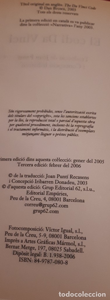 Libros de segunda mano: El codi Da Vinci &ndash; Dan Brown - Foto 2