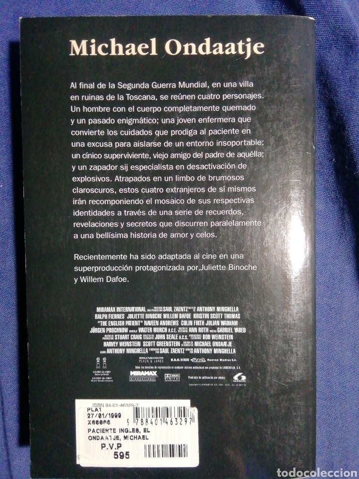 Libros de segunda mano: EL PACIENTE INGL&Eacute;S. MICHAEL ONDAATJE - Foto 2