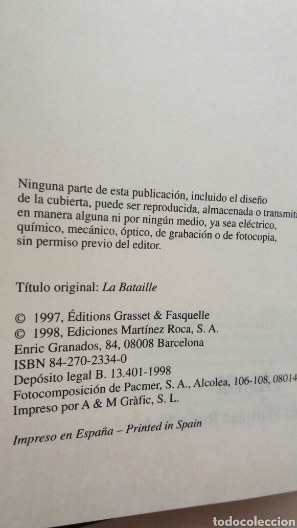 Libros de segunda mano: La batalla. Patrick Rambaud. Ediciones Mart&iacute;nez Roca, Alcor, 1998. - Foto 7