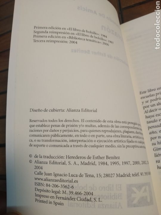 Libros de segunda mano: Coraz&oacute;n. Edmondo de Amicis. Alianza editorial. 2004. - Foto 3